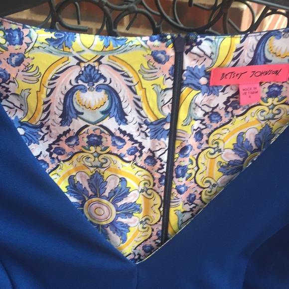 Betsey Johnson Royal Blue Crepe V-Neck Dress - Picture 7 of 7